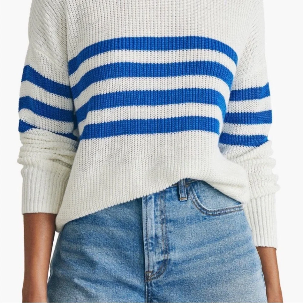 Faherty‎ Women’s Miramar Linen Blend Organic Cotton Striped Sweater size small